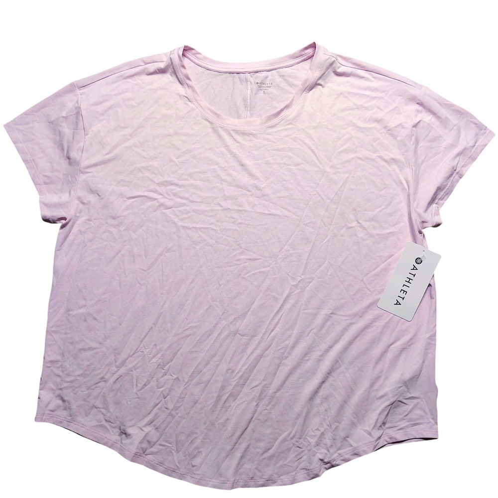 Athleta With Ease 2.0 Tee Womens XL Pink NWT Relaxed Short Sleeve Stretch Top